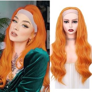 Orange Headband Full Wavy Wig